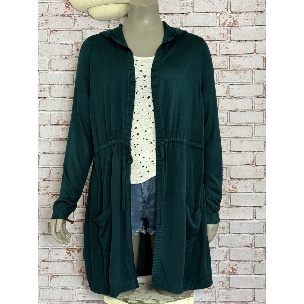 Torrid Green Hooded Cardigan Woodland Whimsigoth Dark Academia Tie Front Plus 1X